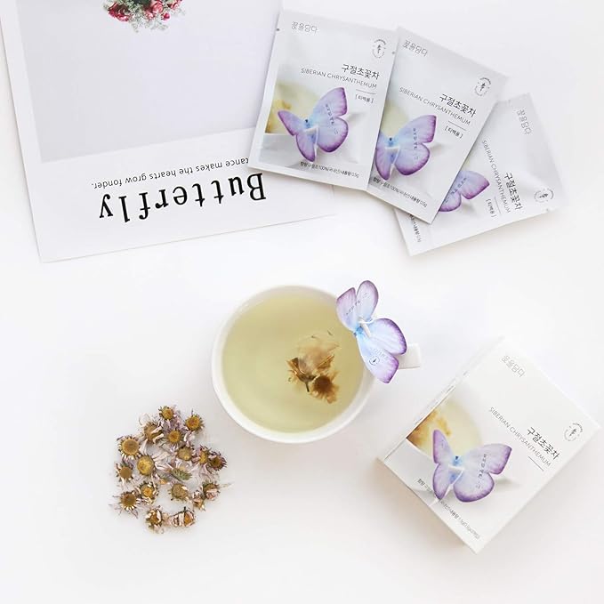 KKOKDAM Korean Tea Gift Set Sampler – 3 Flavor Pink Butterfly Tea Bag Sampler – Elegant Box for Tea Lovers - Perfect as Korean Gifts for Women - Bloomnest