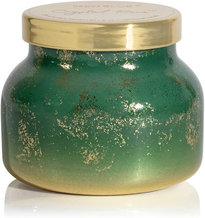 Capri Blue Glimmer Jar Candles - Luxury Holiday Scented Candles for Home - Long Lasting Soy Wax Blend - Scented Holiday & Home Decor - Crystal Pine Signature Petite Jar (8 oz) - Bloomnest