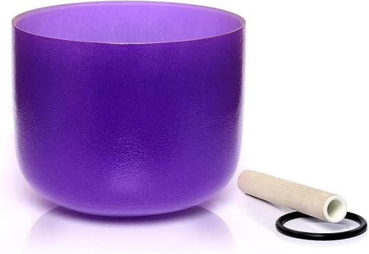 TERRITORY B Note Crown Chakra Purple Colored Quartz Frosted Crystal Singing Bowl 8 inch - Bloomnest
