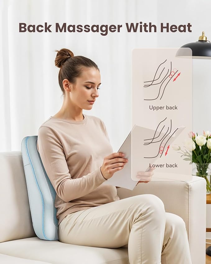 COMFIER Shiatsu Back Massager with Heat, Neck and Back Massager for Pain Relief Deep Tissue,Gift for Men Women Home Office Use-Blue - Bloomnest