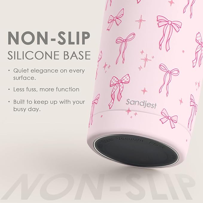 SANDJEST Bow Tumbler 20oz, Stainless Steel Travel Cup with Lid, Insulated Coffee Mug, Bow Gifts for Women Girls Friends Sisters on Birthday Christmas (Pink) - Bloomnest