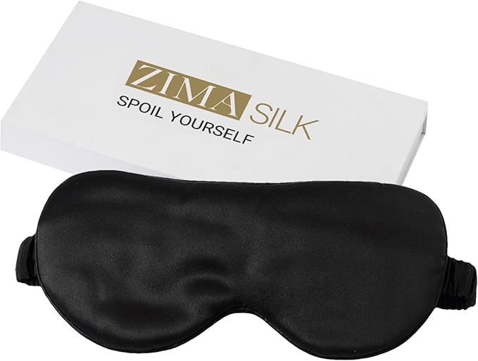 ZIMASILK Adjustable 100% 22 Momme Mulberry Silk Sleep Mask for Sleeping, Filled with Premium Mulberry Silk, Softest & Breathable Blackout Eye Sleeping Mask (Black) - Bloomnest