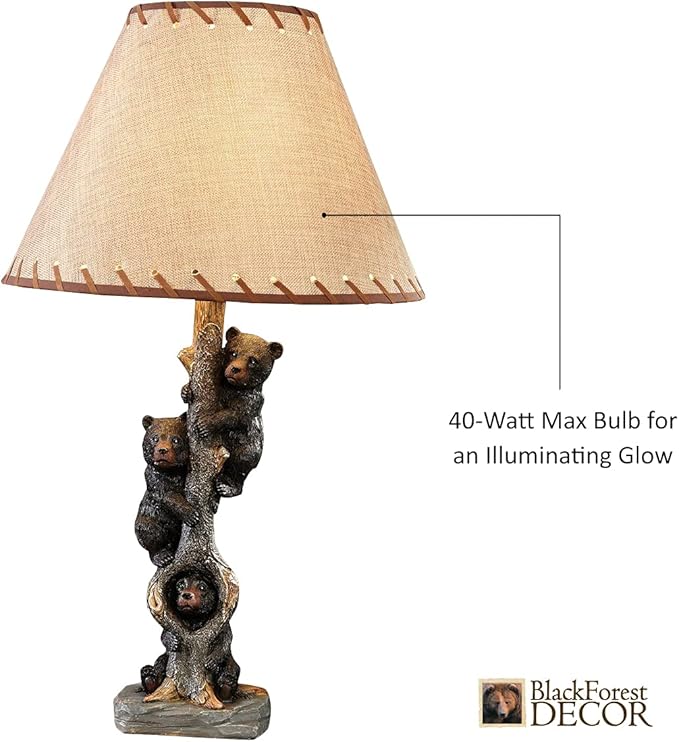 BLACK FOREST DECOR - Bears in a Tree Table Lamp for Cabin, Living Room, Nightstand, Desk - Home Décor - 24" x 14" - Bloomnest