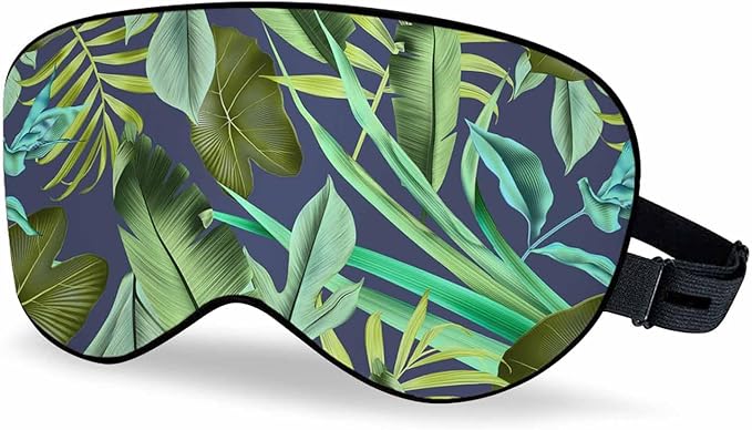 Tropical Leaves Sleep Eye Mask Retro Botanical Sty Men Women Sleep Mask with Adjustable Strap Eye Cover Eye Shade for Travel, Nap,Meditation - Bloomnest
