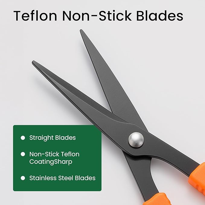 GROWNEER 3 Packs Trimming Scissors Teflon Coated Non Stick Blades Pruning Shears Gardening Hand Pruning Snips with Straight Stainless Steel Precision Blade - Bloomnest
