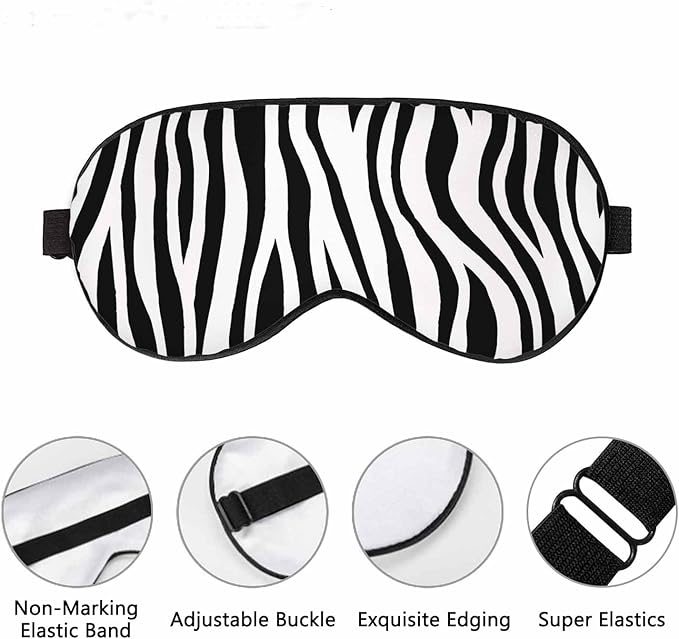 Stripes Sleep Eye Mask Zebra Skin Tiger Abstract Black White Men Women Sleep Mask with Adjustable Strap Eye Cover Eye Shade for Travel, Nap,Meditation - Bloomnest
