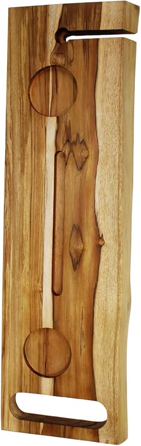 EcoDecors Eleganto 42" Live Edge Solid Teak Bath Caddy Tray with Handle, Book & Tablet Holder, Wine Glass Holders, Luxury Bathtub Tray - Bloomnest