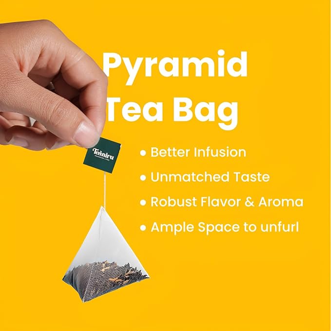 Teaniru, Turmeric Masala Green Tea - Box of 100 Pyramid Tea Bags, Individual Sachets | Detox Green Tea & Immunity Booster | 100% Natural Ingredients, Turmeric Tea with Ginger - Pure Leaf Tea - Bloomnest