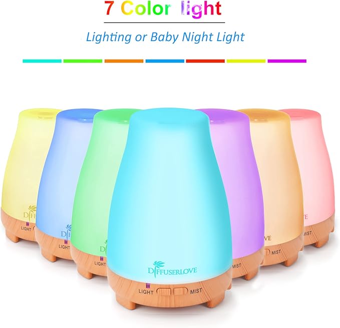 Diffuserlove Essential Oil Diffusers 200ML Remote Control Diffuser Mist Humidifiers BPA-Free Aromatherapy Diffuser (Yellow Base) Diffuserlove