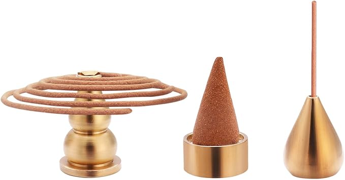 Brass Incense Holder 3 Styles, Incense Cone Burner, Coil Incense Holder, Incense Stick Holder (6 Pieces) - Bloomnest