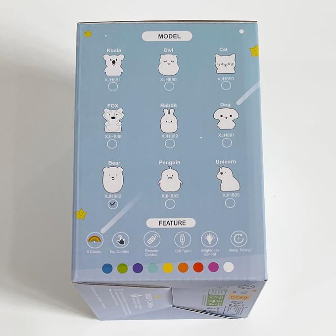 Night Lights Bear Light for Children's Room Portable Night Light for Kids Animal Lights for Girls and Boys Lamps for Bedroom Adjustable Brightness & Color Time Setting Gift - Medium - Bloomnest