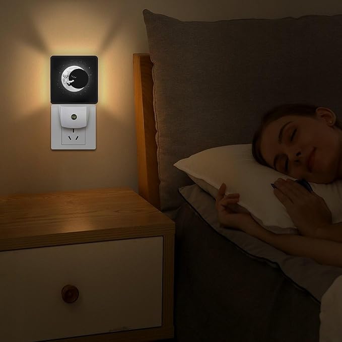 Cute Lunar Eclipse Night Light, Plug into Wall Decor Nightlights for Bedroom, Bathroom, Hallway, Kitchen, with Dusk to Dawn Light Auto Sensors LED Night Lights for Boys Girls Women Men Room Gifts - Bloomnest