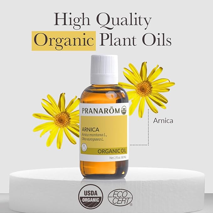 Pranarom - USDA Certified Organic French Arnica Virgin Plant Oil - 2 fl oz Glass Bottle - Massage Oil for Body, Relaxing, Soothing for Joints & Muscles - Bloomnest