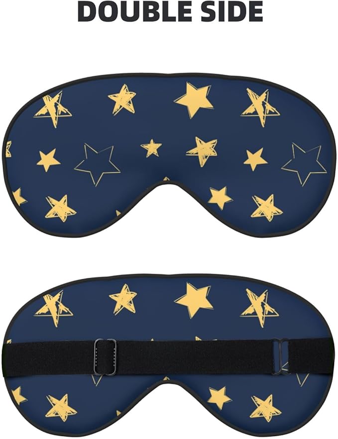 Sleep Eye Mask Doodle Yellow Stars Sleep Mask for Women Men Comfortable Eye Mask with Adjustable Strap Soft Eye Cover Blindfold for Travel Yoga Nap Shift Work - Bloomnest