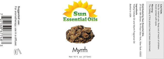 Sun Essential Oils - 16 oz Myhrr Essential Oil for Diffuser, Skin, Face, Hair & Aromatherapy Massage, Fragrance for Candle, Soap, Lotion & Shampoo Making at Home - Bloomnest