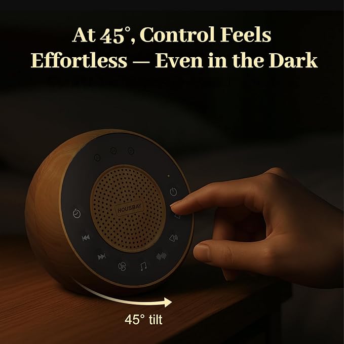 Housbay White Noise Machine with 31 Soothing Sounds, 5W Loud Stereo Sound, Auto-Off Timer, Adjustable Volume, Sleep Sound Machine for Baby, Kid, Adult -Wood Grain - Bloomnest