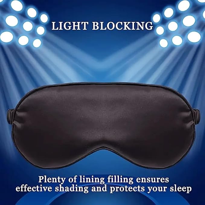 100% 6A Mulberry Silk Sleep Mask for Side Sleepers- FSA Eligible Blackout Eye Mask, Reduces Migraines & Puffy Eyes, Travel Office Airplane Use, Ideal Gift for Women & Men - Bloomnest