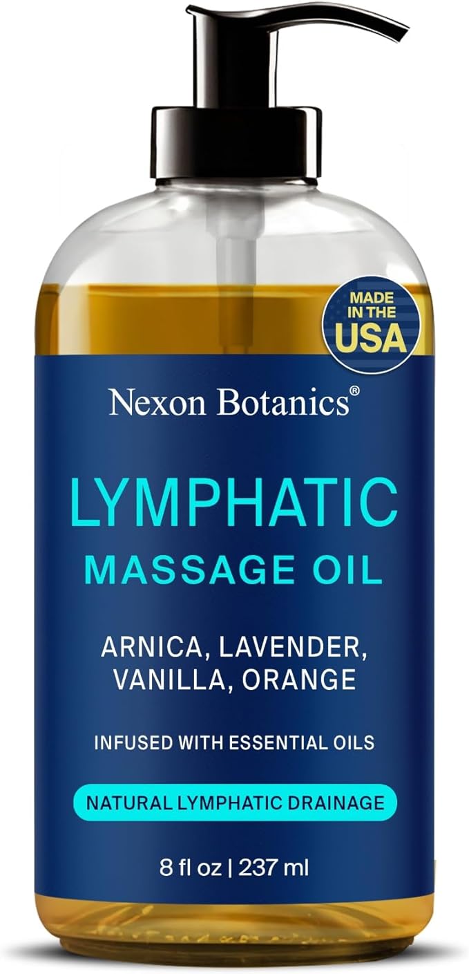 Lymphatic Drainage Massage Oil for Massage Therapy 8 fl oz - Refreshing and Relaxing - Natural Oils with Arnica, Vanilla and Lavender Oil - for Men and Women - Nexon Botanics - Bloomnest