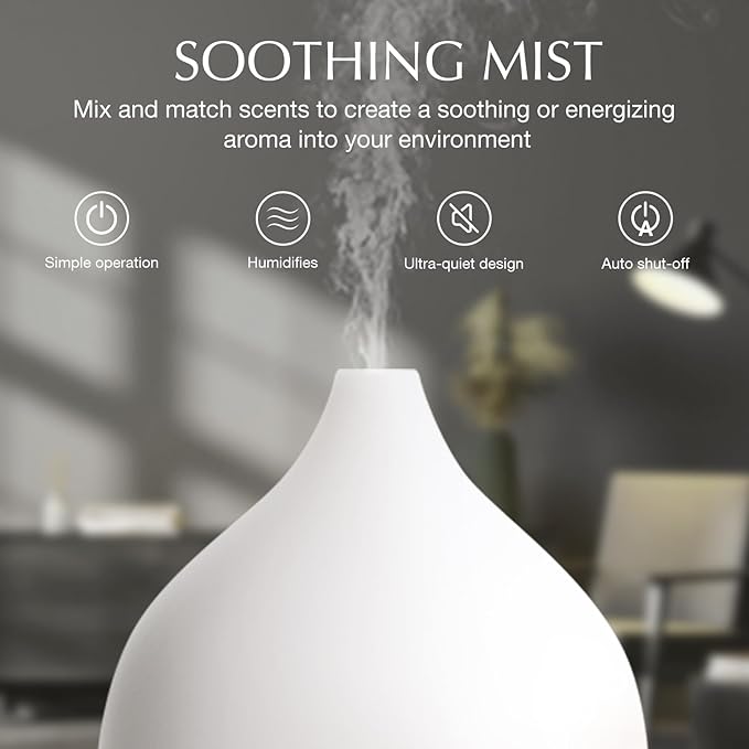 SALKING Essential Oil Diffuser (Set of 2 Dark), 100ml Small Ultrasonic Aromatherapy Diffuser for Essential Oils, Auto Shut-Off, Cool Mist Humidifier with Warm White Light, for Office Home - Bloomnest