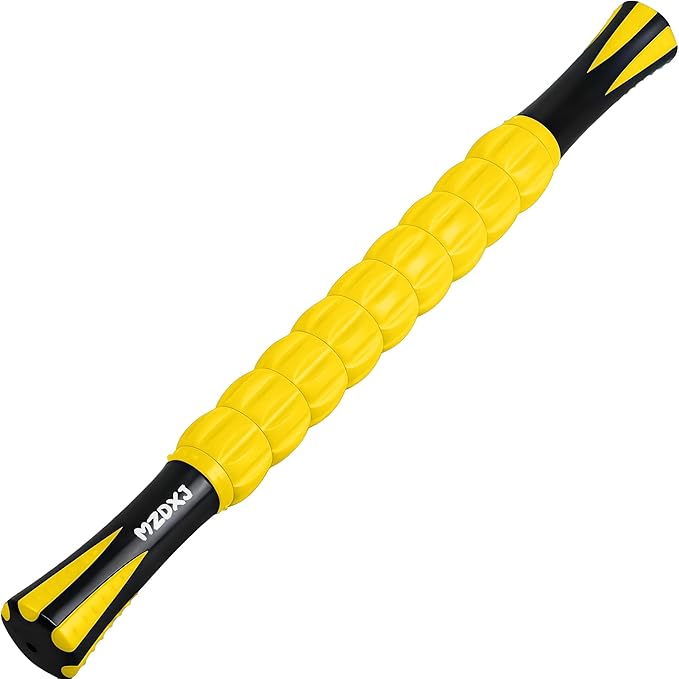 Muscle Roller & Massage Roller Stick for Athletes - Lymphatic Drainage Support, Relieves Muscle Soreness, Cramping & Tightness - Targets Legs, Arms, Back & Calves （Yellow） - Bloomnest
