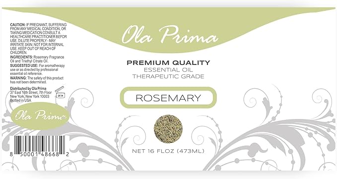 Ola Prima Rosemary Essential Oil (16oz Bulk) for Aromatherapy, Diffuser, Mood Booster – Rosemary Oil for Hair Growth - Bloomnest