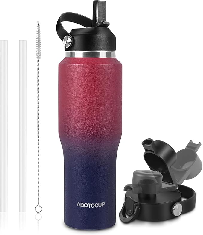 40oz Water Bottle with Powder Coated, Fit in Any Car Cup Holder, Water Bottle with Straw Lids, Stainless Steel Insulated Water Flask Double Wall Leak-proof BPA Free to Keep Cold&Hot - Bloomnest