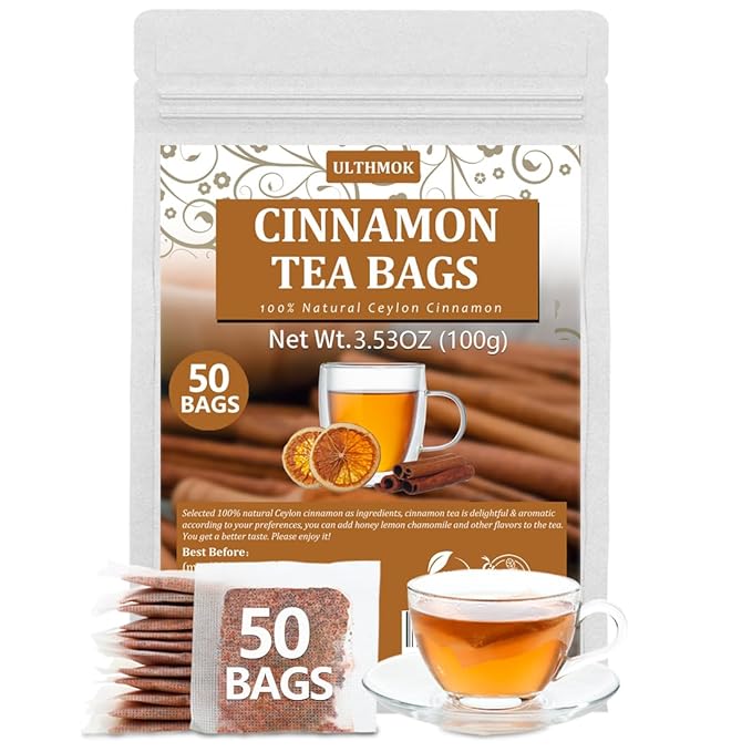 Premium 50 Pure Ceylon Cinnamon Tea Bags, Made with 100% Ceylon Cinnamon Sticks, No Additives & Caffeine Free. - Bloomnest