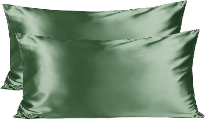 YANIBEST Satin Pillowcase for Hair and Skin Care Silk Pillowcase 2 Pack Queen Size Pillow Cases Set of 2 -Satin Cooling Pillow Covers with Hidden Zipper Floral Print,King 20"x36" - Bloomnest