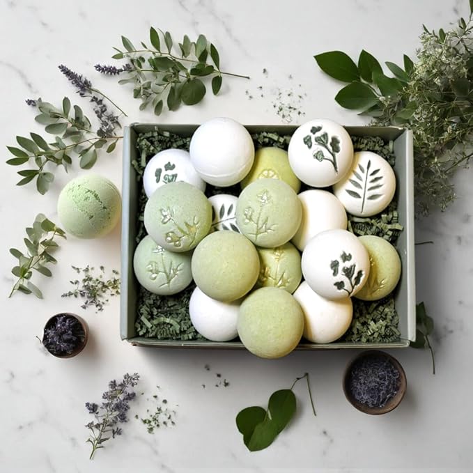 Plantful™ Organic Handmade Bath Bombs for Women, 12 Gift Sets, Large, Shea Butter Moisturizing, Essential Oils, Bubble Bath for Kids, Perfect Gifts for Women Men, Safe Bath Bombs for Kids - Bloomnest