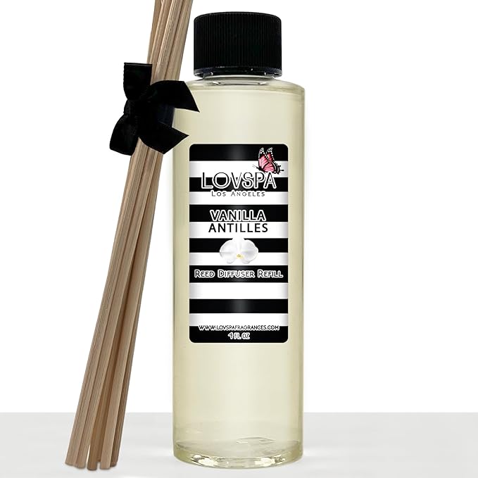 LOVSPA Vanilla Antilles Diffuser Oil - Luxury Essential Oils for Diffuser Refill & Air Freshener Room Spray - Long-Lasting & Natural Home Fragrance, Scented Oil for Diffusers, USA Made, 4oz - Bloomnest