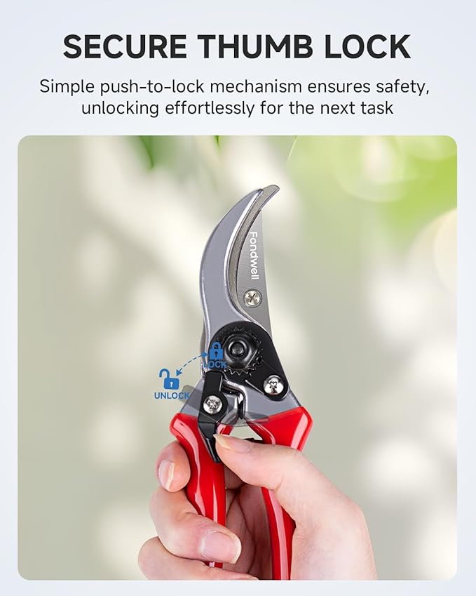 Fondwell 8.5" Bypass Pruning Shears for Gardening: Heavy Duty Garden Clippers Hand Pruners of High Cutting Efficiency - Bloomnest