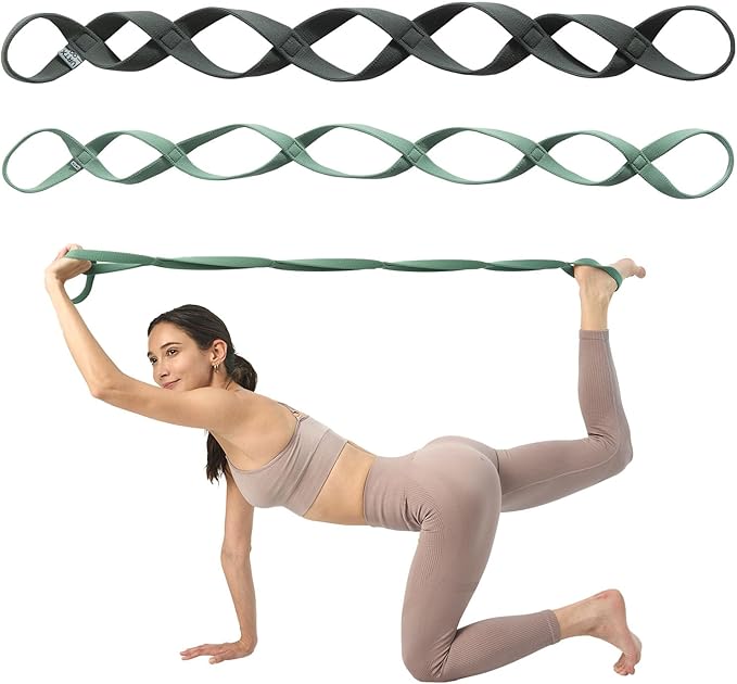 VRTX Stretch Straps for Exercise | Yoga & Pilates Stretching Bands w/ 7 Loops | Resistance Bands for Fitness Workout, Home Gym, Physical Therapy | Soft Cloth, Durable - Bloomnest
