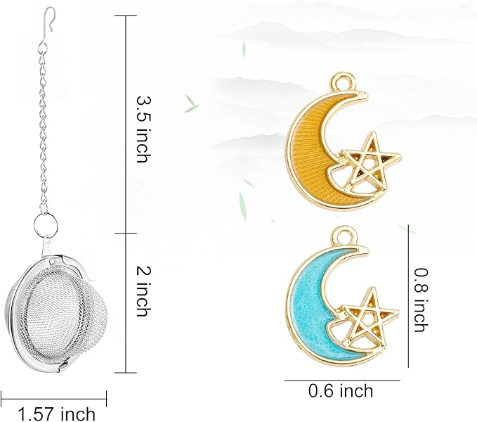 2Pcs Stainless Steel Mesh Tea Infuser, 2.1 inch Tea Ball with Moon and Star Pendant,Tea Strainer Tea Diffuser Tea Steeper for Filtering Tea,Tea Infusers for Loose Tea (Moon and Star, 2PC) - Bloomnest