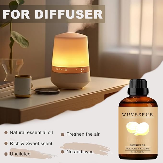 Lemon Essential Oil - 120ML Pure and Natural for Aromatherapy Diffuser - 4 Fl Oz - Bloomnest