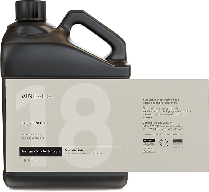 VINEVIDA Caribbean Breeze Fragrance Oil for Cold Air Diffusers - Gallon(128 Fl Oz) - Essential Oils for Diffuser Oil Refill & Air Freshener Room Spray - Bloomnest
