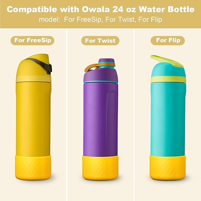 Silicone Boot for Owala Water Bottle 24 oz 32 oz 40 oz, Anti-Slip Protective Sleeve for FreeSip/Twist/Flip Stainless Steel Water Bottles Accessories BEONSKY