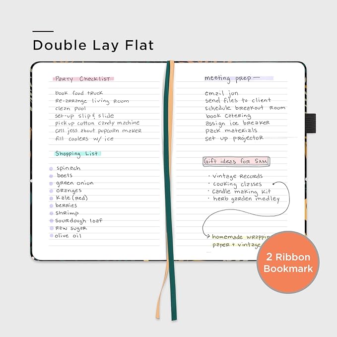 &And Per Se Lined Journal Notebook, 160 Pages, A5 5.7 x 8 inches College Ruled Thick Paper Notebook Journals for Writing, Hardcover Notebooks for Women Men Office School (Lunar Leaf)