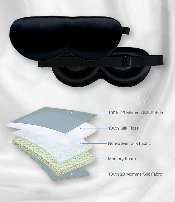 PROMEED Adjustable Pure Mulberry Silk Sleep Mask 23 Momme, 3D Contoured No-Pressure Cup Eye Mask for Sleeping, Super Soft Breathable Blindfold, Perfect Blocks Light for Sleeping (Pink) - Bloomnest