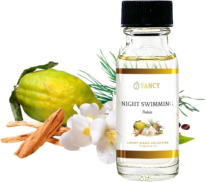 YANCY Night Swimming Luxury Collection Fragrance Oil (1/2 oz), Fresh Marine and Floral Scent, Soothing Aroma for Diffusers, Oil Burners & Aroma Lamps, Ideal for Nighttime Relaxation YancySpa