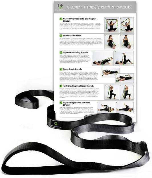 Gradient Fitness Stretching Strap for Physical Therapy, 12 Multi-Loop Stretch Strap 1" W x 8' L, Neoprene Handles, Physical Therapy Equipment, Yoga Straps for Stretching, Leg Stretcher. - Bloomnest