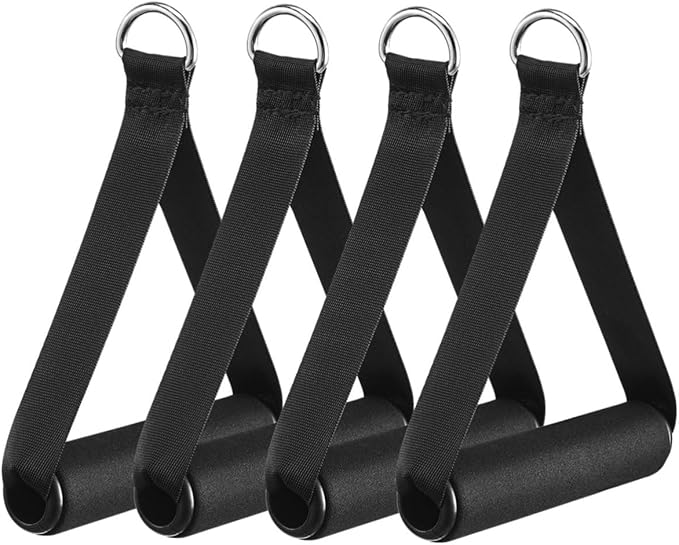 Garneck 4pcs Resistance Band Handles Plastic D Ring Exercise Strap Foam Handle Band Fitness Equipment for Home Gym Overhead Strength Training Stretching Black - Bloomnest