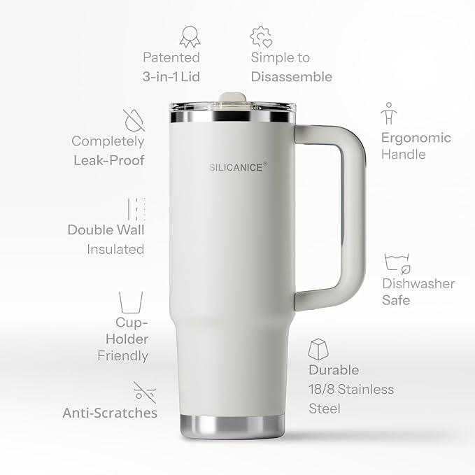 Easy Clean Pro Tumbler - 30 oz Water Bottle with Handle & Quick-Disassemble Flip Straw, Leak Resitance,Double Wall Insulated Stainless Steel, Dishwasher Safe, BPA-Free,Gifts for Women & Men - Bloomnest