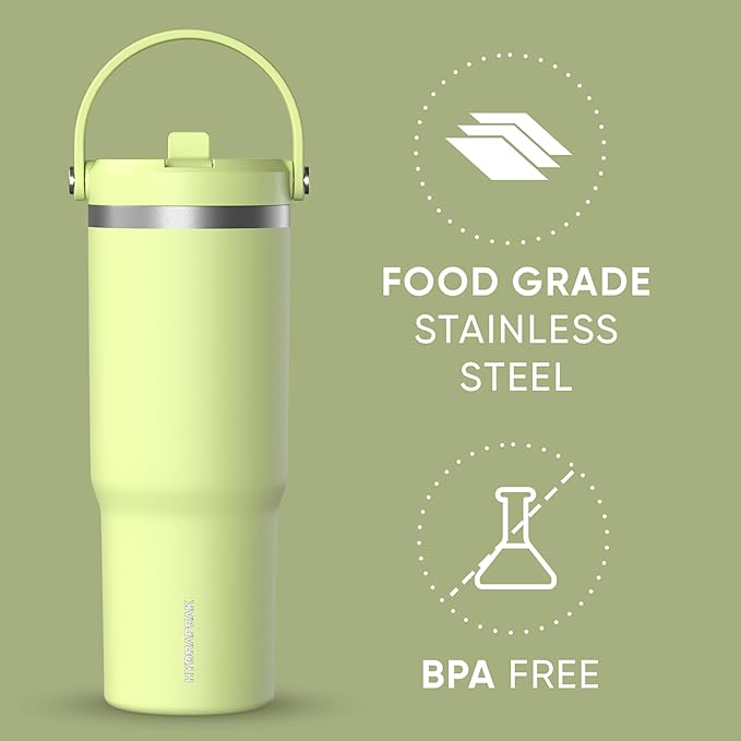 Hydrapeak Nomad 32 oz Tumbler with Handle and Straw Lid, Leakproof, Double Insulated, 32oz Cup Stainless Steel (Citrus) - Bloomnest