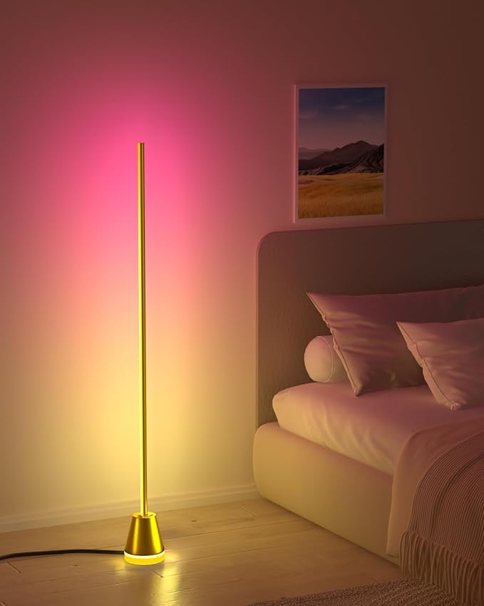 Keepsmile Smart RGB LED Corner Floor Lamp,172 LEDs Bright Standing Lamps for Living Room with APP and Remote,Modern Floor Lamp with Music Sync and 16 Million Colors, Ambient Lighting for Bedroom Gold - Bloomnest
