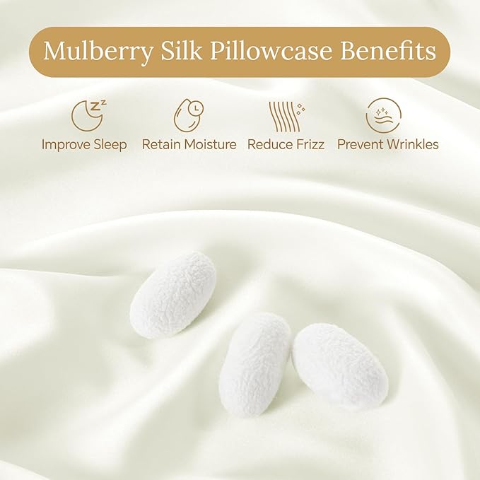 INFIIXSO Mulberry Silk Pillow Case King Size, Silk Pillowcase with Hidden Zipper 20"x36", Extraordinary Smooth and Soft Pillow Cases for Hair and Skin(Cream, 1 Pack) - Bloomnest