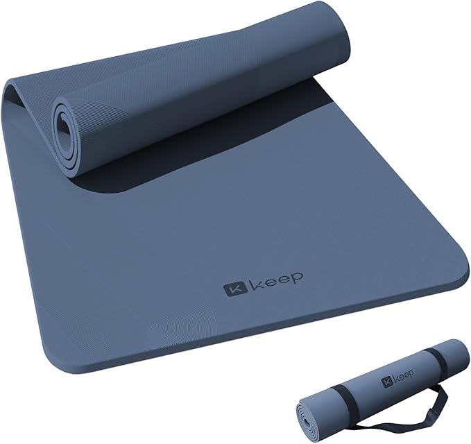 KEEP Yoga Mat, 32" Extra Wide Exercise Mat with Strap for Men and Women, 7mm Thick Double-Sided Non-Slip Eco-friendly Yoga Mat for Pilates, Workout and Fitness - Bloomnest