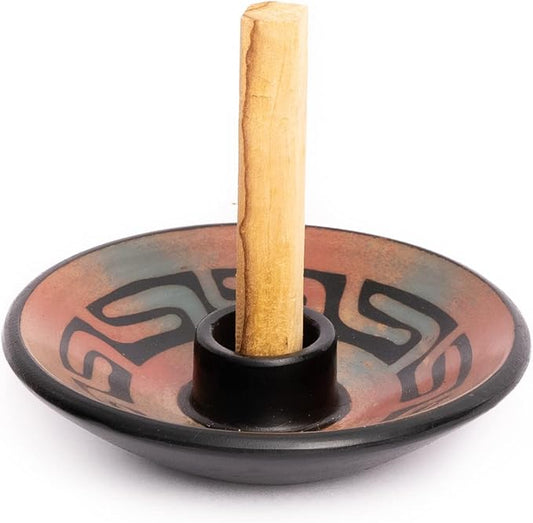Palo Santo Holder with 5 Sticks - Luna Sundara Handmade Ceramic Incense Burner - Peach Chulucanas Pottery from Peru - Smudge Bowl for Sage - Aromatherapy Gift Set LunaSundara