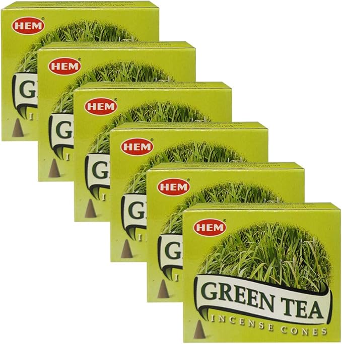 TRUMIRI Incense Cone Holder Bundle with Hem Green Tea Incense Cones - Pack of 6 (Approx 60 Cones)
