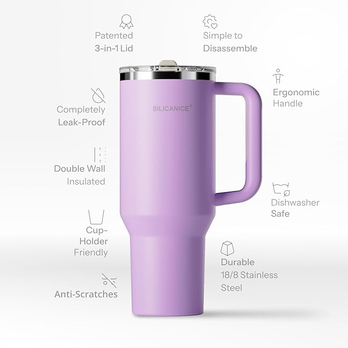 Easy Clean Pro Tumbler - 40 oz Water Bottle with Handle & Quick-Disassemble Flip Straw, Leak Resitance,Double Wall Insulated Stainless Steel, Dishwasher Safe, BPA-Free,Gifts for Women & Men - Bloomnest