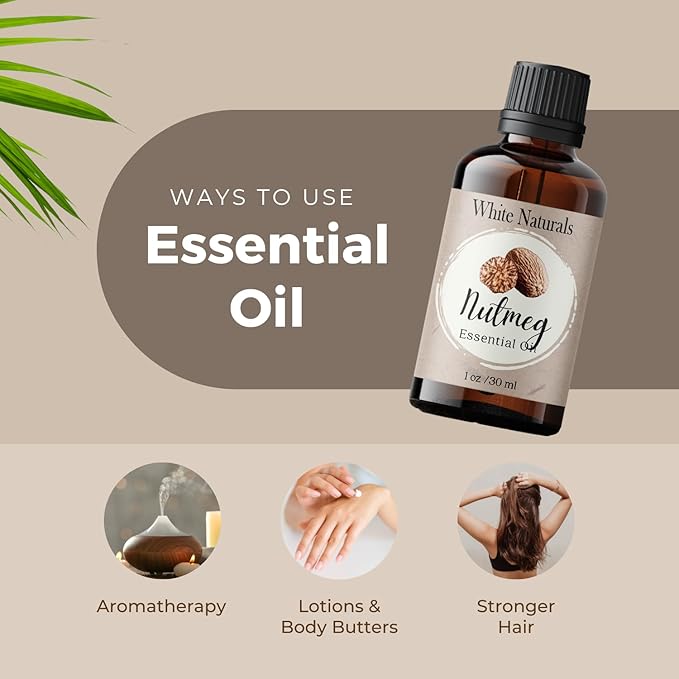 Organic Nutmeg Essential Oil - 100% Pure & Natural -Premium Therapeutic Grade with Premium Glass Dropper - Undiluted Natural/Homeopathic Aromatherapy Scented, Great for DIY Candle Making, Massage - Bloomnest